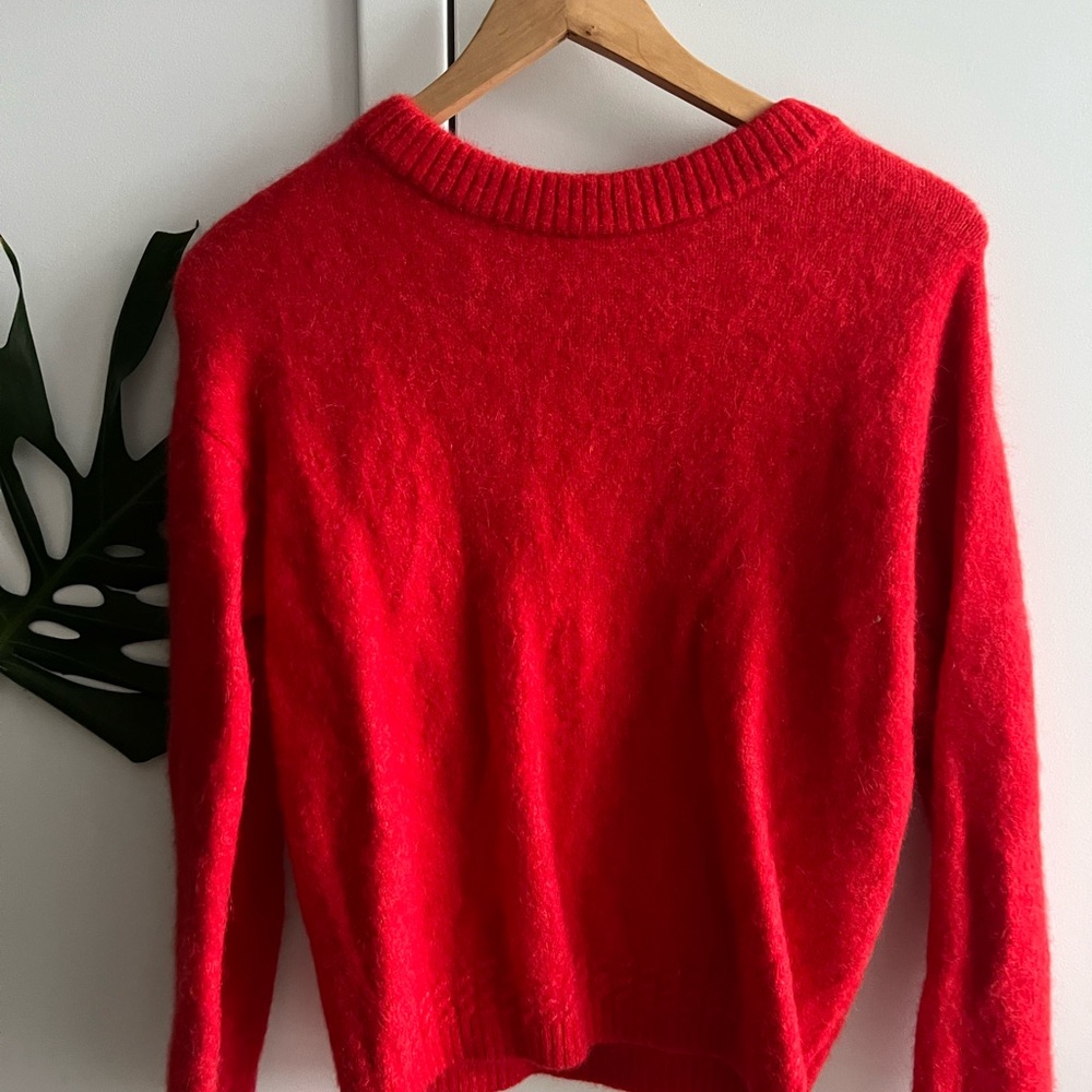 Sezane Vibrant Red Crew Neck Sweater - Picture 3 of 4